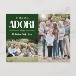 Oh kom laat ons aanbidden hem GROEN Christelijk 2  Feestdagenkaart