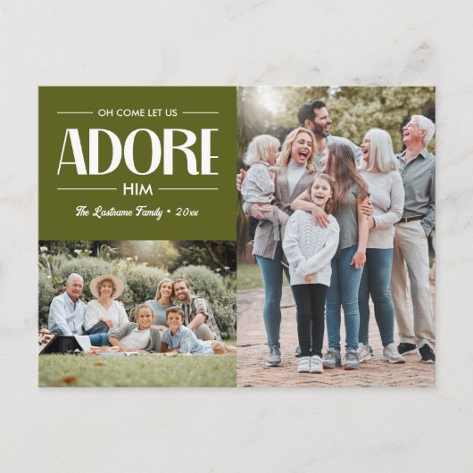 Oh kom laat ons aanbidden hem OLIVE Christelijk 2  Feestdagenkaart (Voorkant)