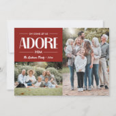 Oh kom laat ons aanbidden hem ROOD Christelijk 2 f Feestdagenkaart (Voorkant)