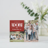 Oh kom laat ons aanbidden hem ROOD Christelijk 2 f Feestdagenkaart (Staand voorkant)