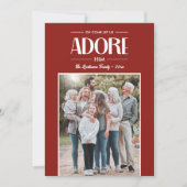 Oh kom laat ons aanbidden hem ROOD Christelijk fot Feestdagenkaart (Voorkant)