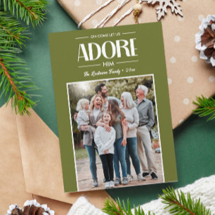 Oh kom laat ons aanbidden hem SAGE Christelijke fo Feestdagenkaart