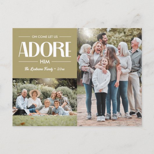 Oh kom laat ons aanbidden hem TAN Christelijk 2 fo Feestdagenkaart (Voorkant)