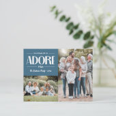 Oh kom laat ons hem aanbidden BLAUW Christelijk 2  Feestdagenkaart (Staand voorkant)