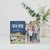 Oh kom laat ons hem aanbidden BLAUW Christelijk 2  Feestdagenkaart (Staand voorkant)