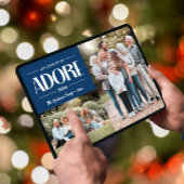 Oh kom laat ons hem aanbidden BLAUW Christelijk 2  Feestdagenkaart