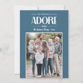 Oh kom laat ons hem aanbidden BLAUW Christelijk Fo Feestdagenkaart (Voorkant)