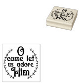 Oh kom laat ons hem aanbidden Christmas Square Woo Rubberstempel (Gestempeld)