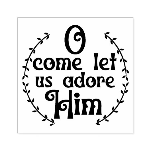 Oh kom laat ons hem aanbidden Christmas Square Woo Rubberstempel (Afrduk)