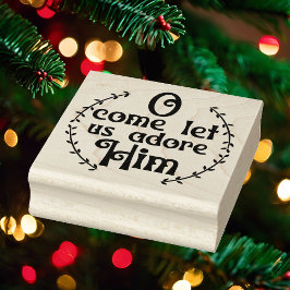 Oh kom laat ons hem aanbidden Christmas Square Woo Rubberstempel