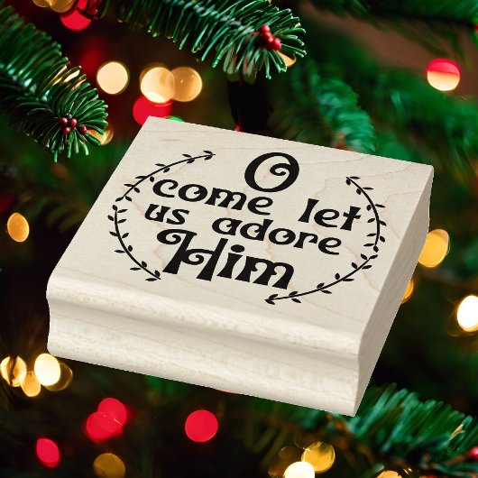 Oh kom laat ons hem aanbidden Christmas Square Woo Rubberstempel