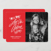 Oh Kom Laten We Hem Aanbidden Kerstfeest Kaart met (Voorkant / Achterkant)