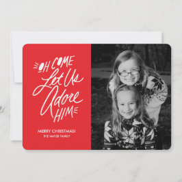 Oh Kom Laten We Hem Aanbidden Kerstfeest Kaart met