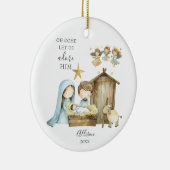 Oh kom, laten we hem aanbidden kerststal kerst keramisch ornament (Rechts)