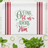 Oh, kom ons helpen hem te vereren theedoek (Gevouwen)