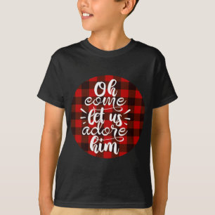 Oh kom ons helpen met hem - Buffalo met kerstmis T-shirt