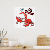 oh krabben grappige krab knijpende tong poster (Keuken)