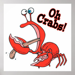 oh krabben grappige krab knijpende tong poster