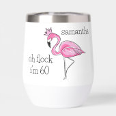 Oh Kudde Ik ben 60 Roze Flamingo / Verjaardagscade (Achterkant)