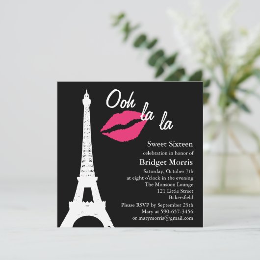 Oh la! Birthday Uitnodiging (Staand voorkant)