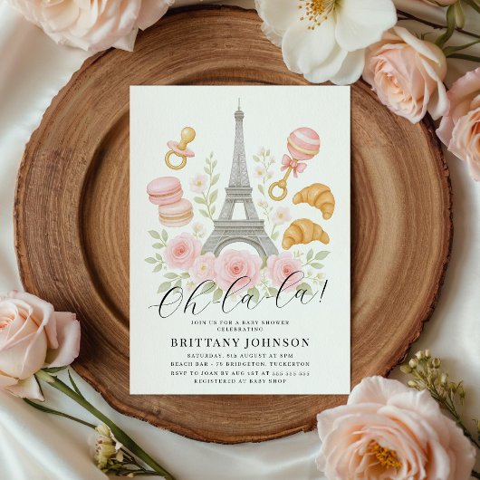 Oh La Chic Floral Parijse Baby shower Kaart