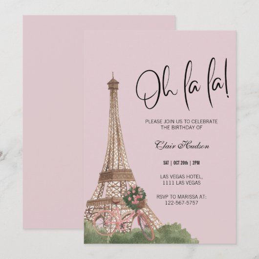 Oh La Chic Paris thema verjaardagsfeestje Kaart (Voorkant / Achterkant)