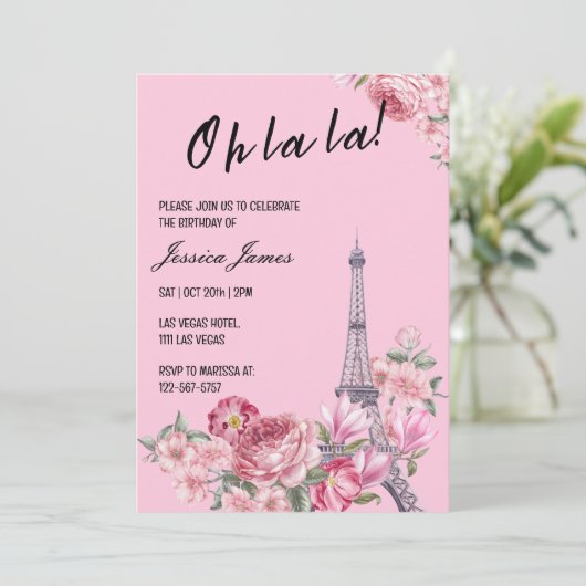 Oh La Chic Paris thema verjaardagsfeestje Kaart (Staand voorkant)