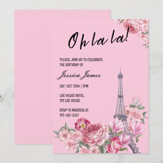 Oh La Chic Paris thema verjaardagsfeestje Kaart (Voorkant / Achterkant)