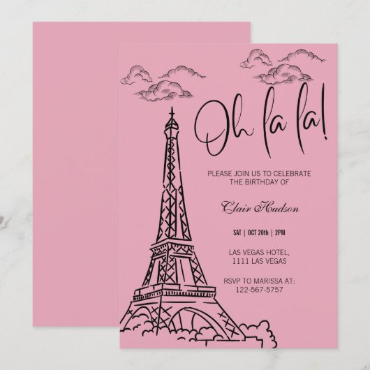 Oh La Chic Paris thema verjaardagsfeestje Kaart (Voorkant / Achterkant)