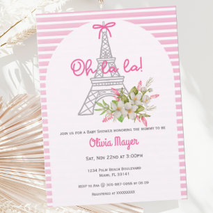 Oh La Franse Paris Roze Meisje Trendy Baby shower Kaart