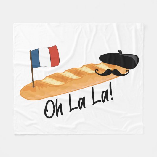 Oh La - French Baguette - Funny Francophile Fleece Deken (Voorkant (Horizontaal))