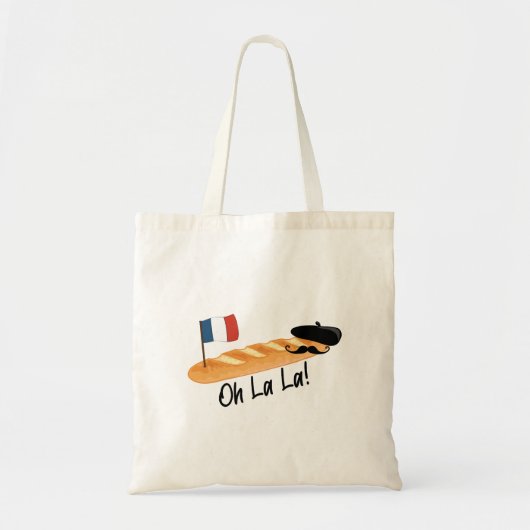 Oh La - French Baguette - Funny Francophile Tote Bag (Voorkant)