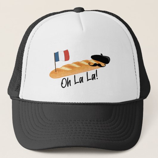 Oh La - French Baguette - Funny Francophile Trucker Pet (Voorkant)