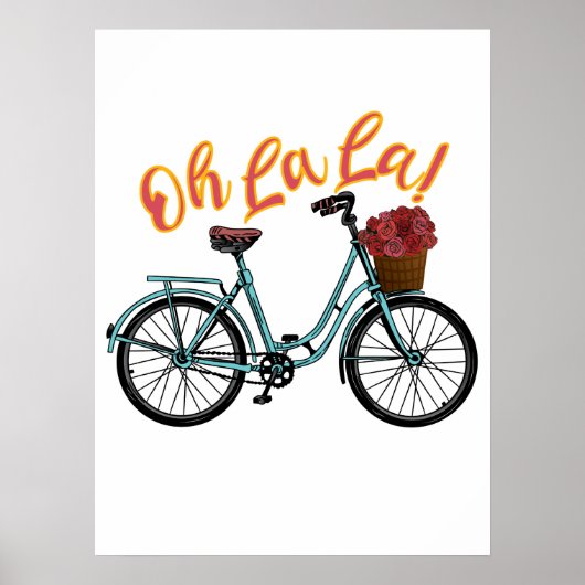 Oh La French Bicycle Funny French Sayings Poster (Voorkant)