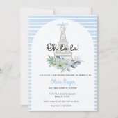 Oh La French Paris Boy Blue Trendy Baby shower Kaart (Voorkant)
