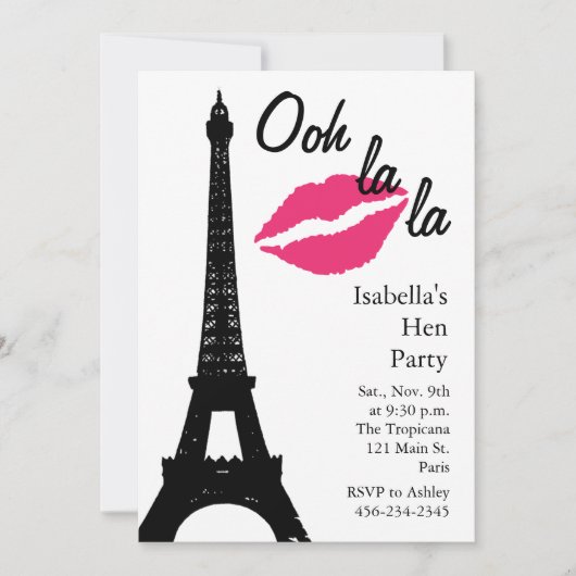 Oh la! Hens Party (wit) Kaart (Voorkant)
