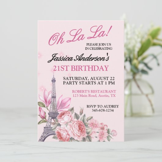 Oh La La Any Age Paris Thema Verjaardag Kaart (Staand voorkant)