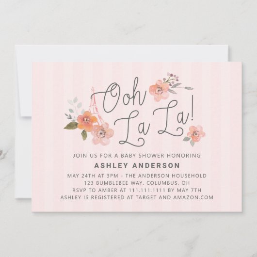 Oh La La Baby shower Uitnodiging (Voorkant)