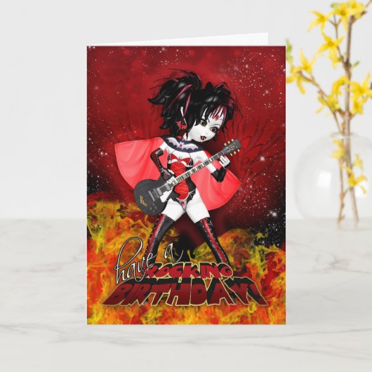 Oh La La Birthday Kaart - Rocking Birthday Vampire (Gele Bloem)