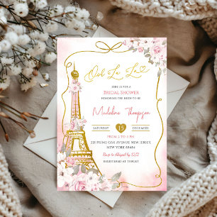 Oh La La Blush Roze Franse Parijse Bruiloft Borrel Kaart
