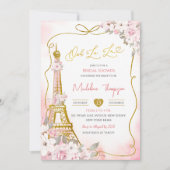 Oh La La Blush Roze Franse Parijse Bruiloft Borrel Kaart (Voorkant)