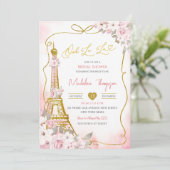 Oh La La Blush Roze Franse Parijse Bruiloft Borrel Kaart (Staand voorkant)