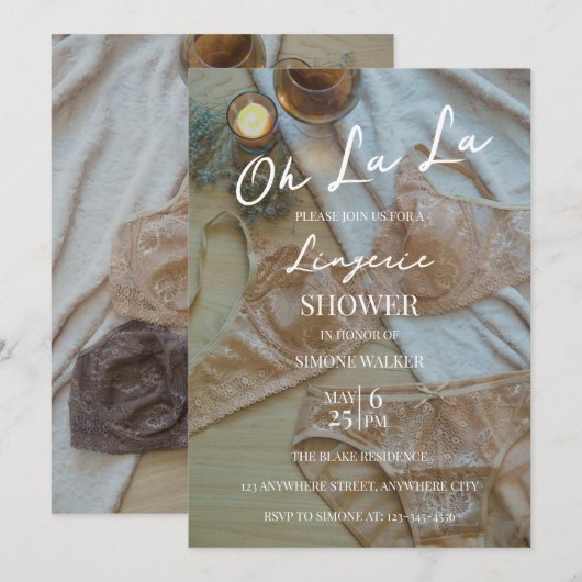 Oh La La Boho Lingerie Bridal Shower Uitnodiging (Voorkant / Achterkant)