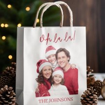 Oh La La Kerst Custom Geschenkentas Familie Foto