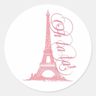 Oh La La La - Eiffel Tower Paris Frankrijk Ronde Sticker
