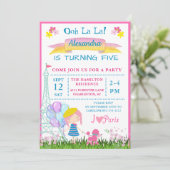 Oh La La La! Frans meisje en roze poel dag Kaart (Staand voorkant)