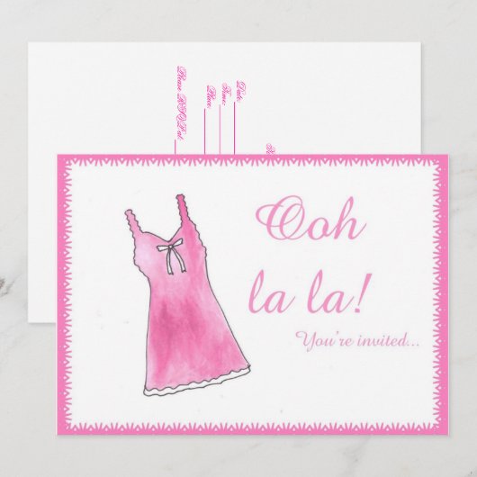 "Oh La La La!" Lingere Shower-uitnodiging Kaart (Voorkant / Achterkant)