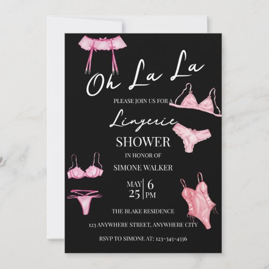 Oh La La La Lingerie Bridal Shower Kaart (Voorkant)