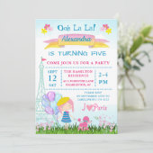 Oh La La La! Paris Girl & Pink Poodle Birthday Kaart (Staand voorkant)