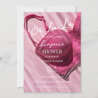 Oh La La La Pink Lingerie Bridal Shower Uitnodigin Kaart